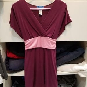 Burgundy  short sleeve top with sash